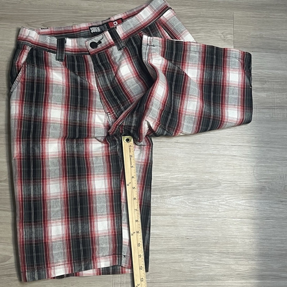 Y2K Southpole Mens Size 32 (Fits 31) Red White Plaid Baggy Shorts - Picture 7 of 7